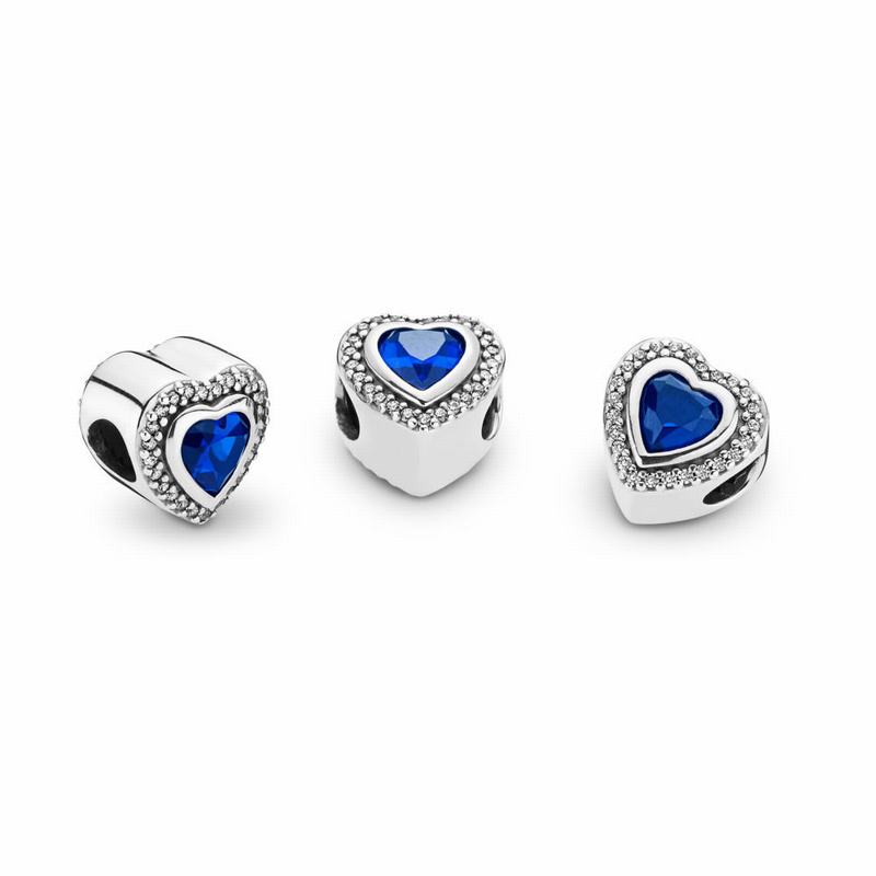 Pandora Sparkling Love Charm Ireland - Sterling Silver/Blue/Mixed Stones/Cubic Zirconia - 341628JPN